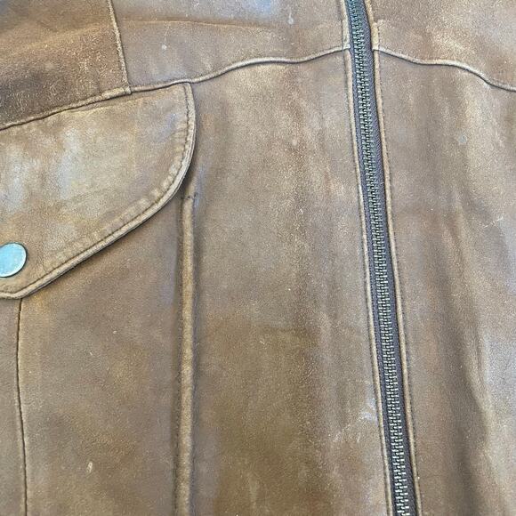 Wilsons Mens Vest Sz S Brown Motorcycle Jacket Genuine Leather Full Zip Biker - Picture 6 of 11